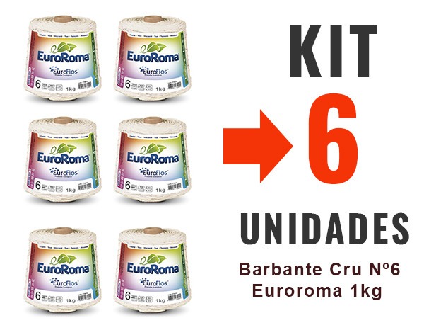 Barbante Cru Nº6 Euroroma 1kg – Kit 6un