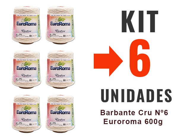 Barbante Cru Nº6 Euroroma 600g – Kit 6 Unidades