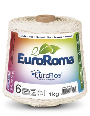 Barbante Cru Nº6 Euroroma 1kg - Kit 6un - 12x - 2