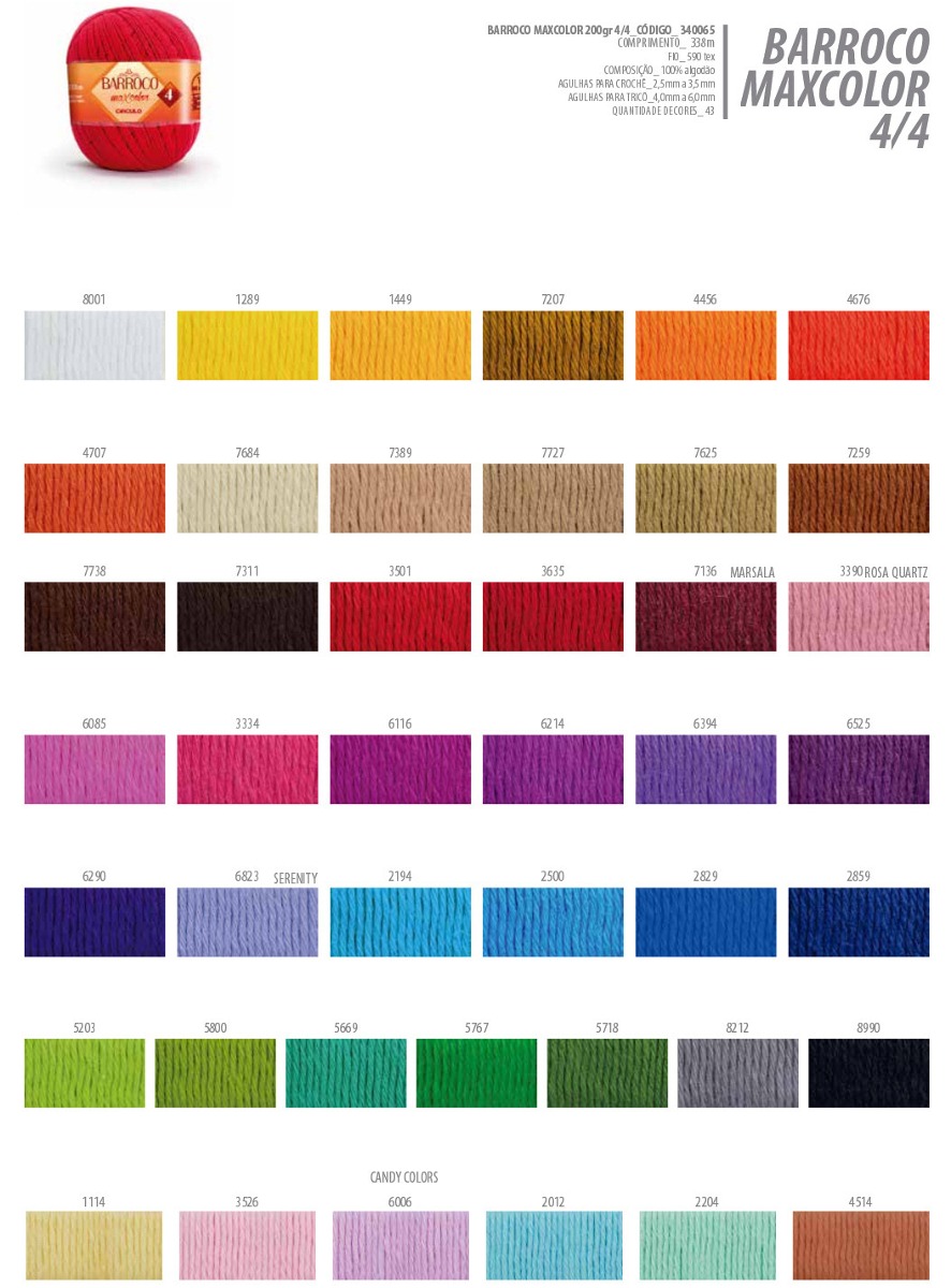 Barbante Barroco Maxcolor Nº4 - Kit 6 Unidades